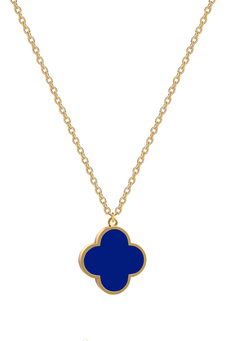 Stone Clover Pendant Necklace, Main, color, GOLD/BLUE AGATE