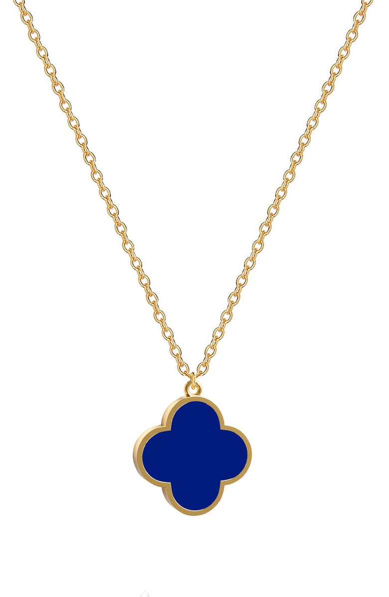 GABI RIELLE Stone Clover Pendant Necklace, Main, color, Gold/Blue Agate