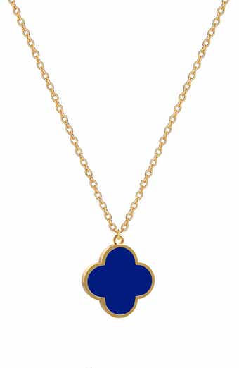 GABI RIELLE Stone Clover Pendant Necklace