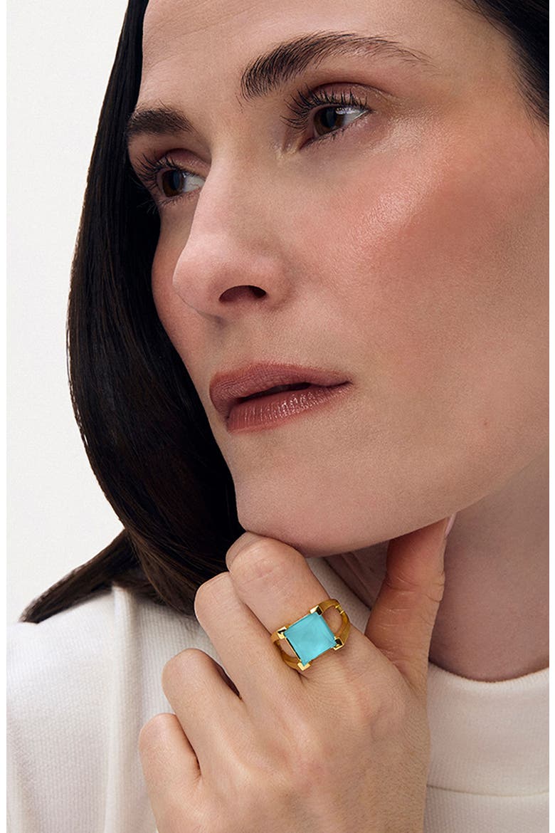 Mini Plaza Ring, Alternate, color, IRIDESCENT TURQUOISE/ GOLD