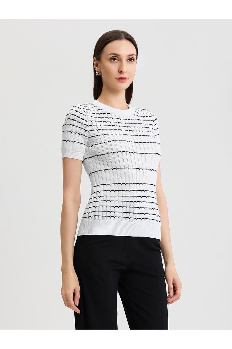 Striped Soft Knit Top, Alternate, color, Black/White