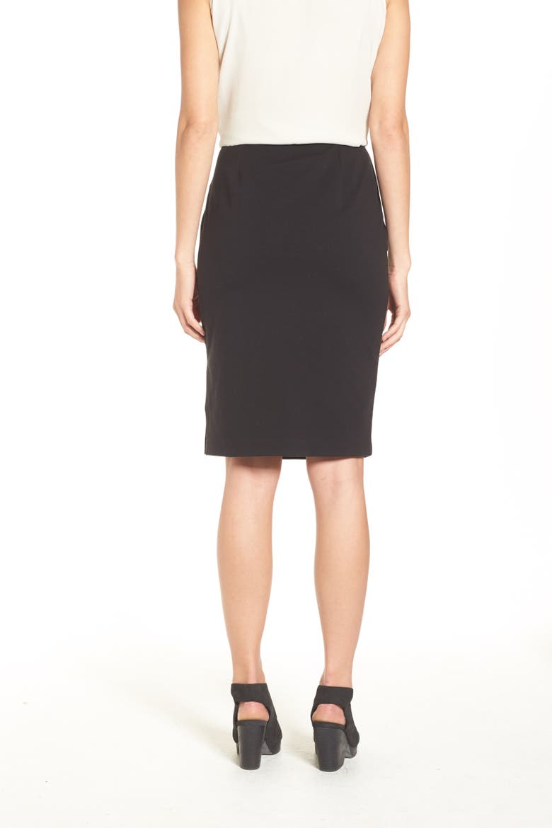 Stretch Ponte Pencil Skirt, Alternate, color, BLACK