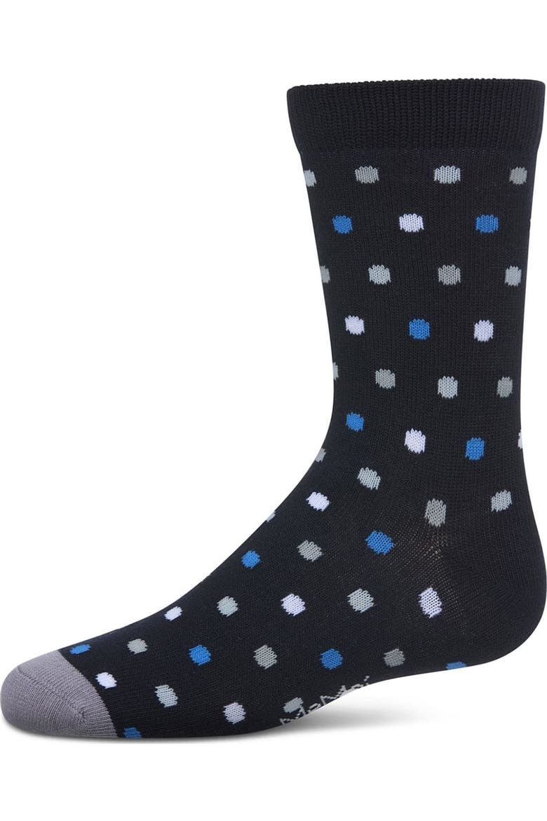 Colorful Dot-Patterned Crew Sock, Main, color, Navy