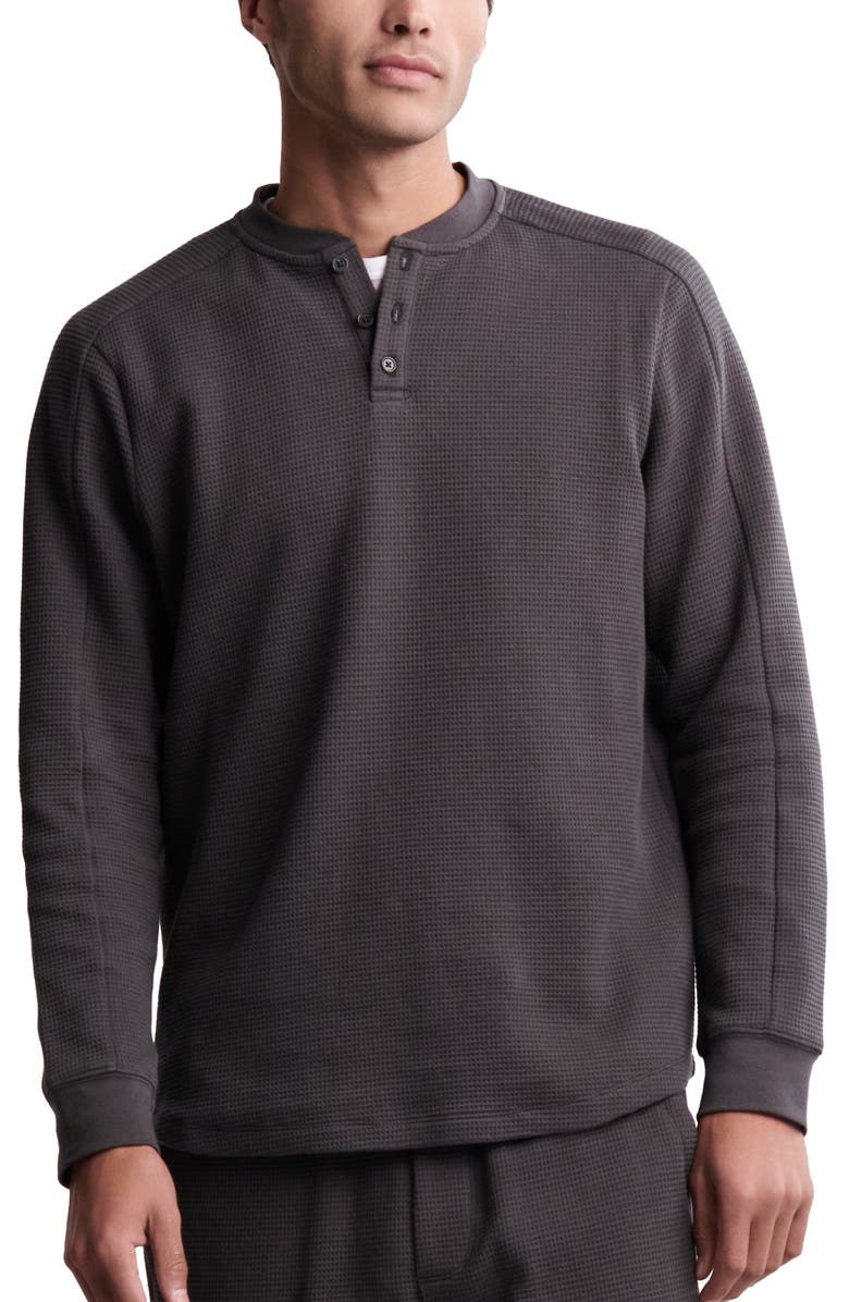 Barefoot Dreams<sup>®</sup> Waffle Knit Thermal Henley, Main, color, Carbon