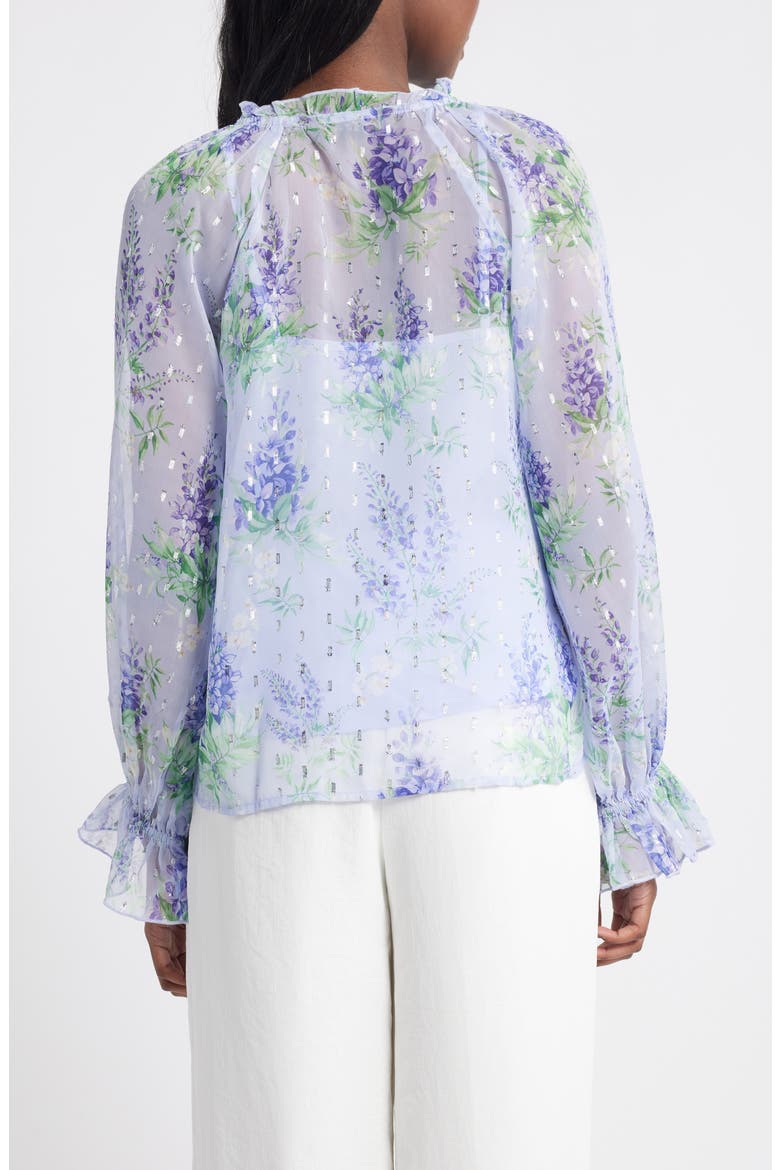 Floral Ruffle Clip Dot Chiffon Top, Alternate, color, GREEN