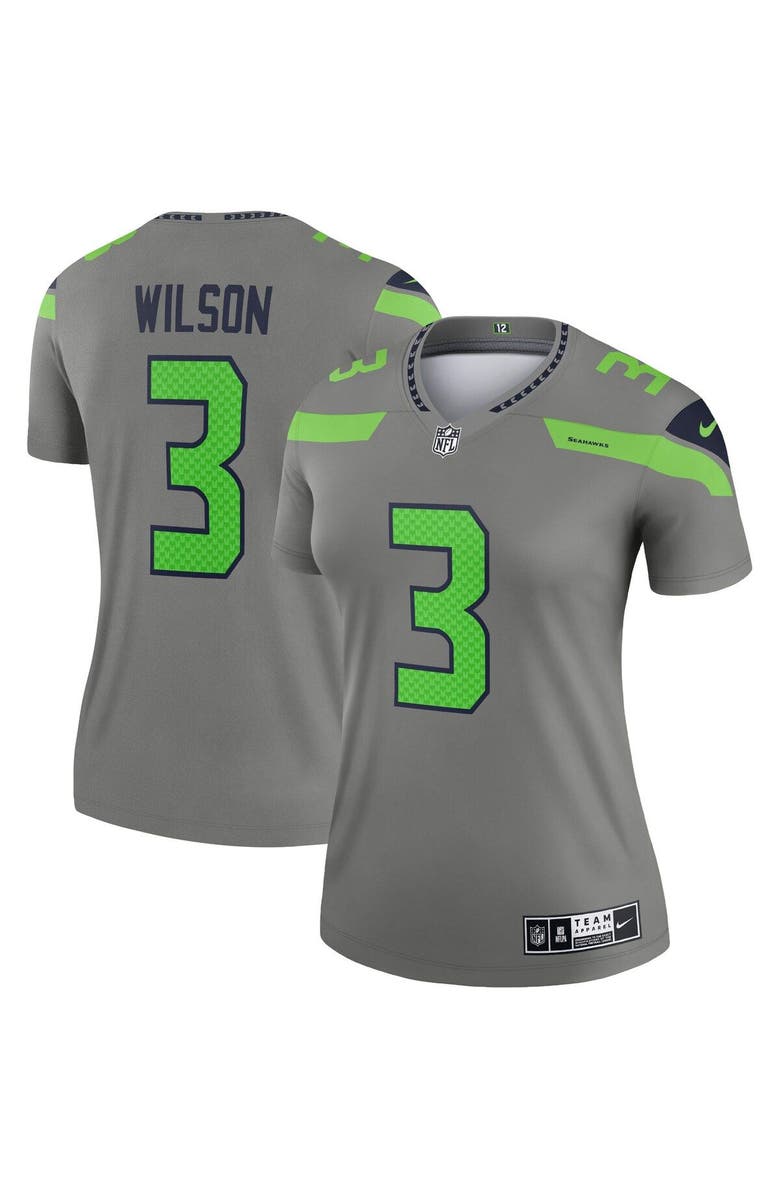 Nike Women's Nike Russell Wilson Gray Seattle Seahawks Inverted Legend Jersey, Main, color, 