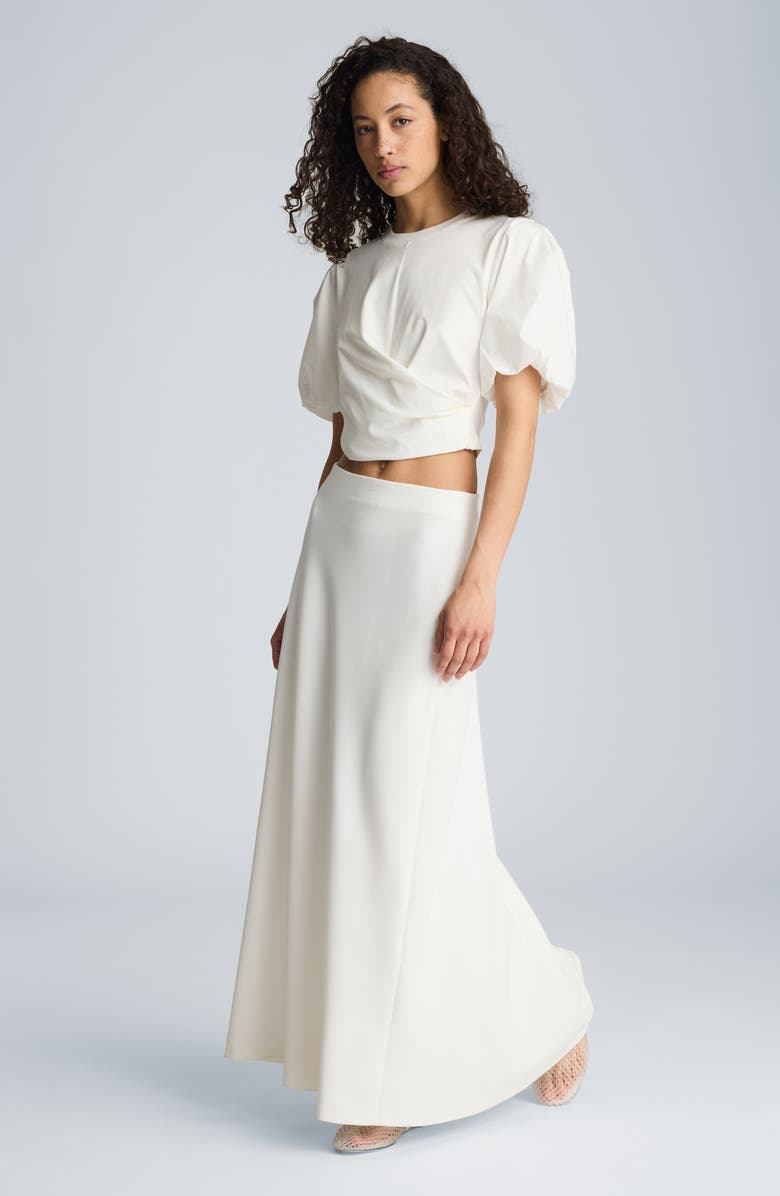 Kenneth Cole Puff Sleeve Faux Wrap T-Shirt, Alternate, color, Pure White