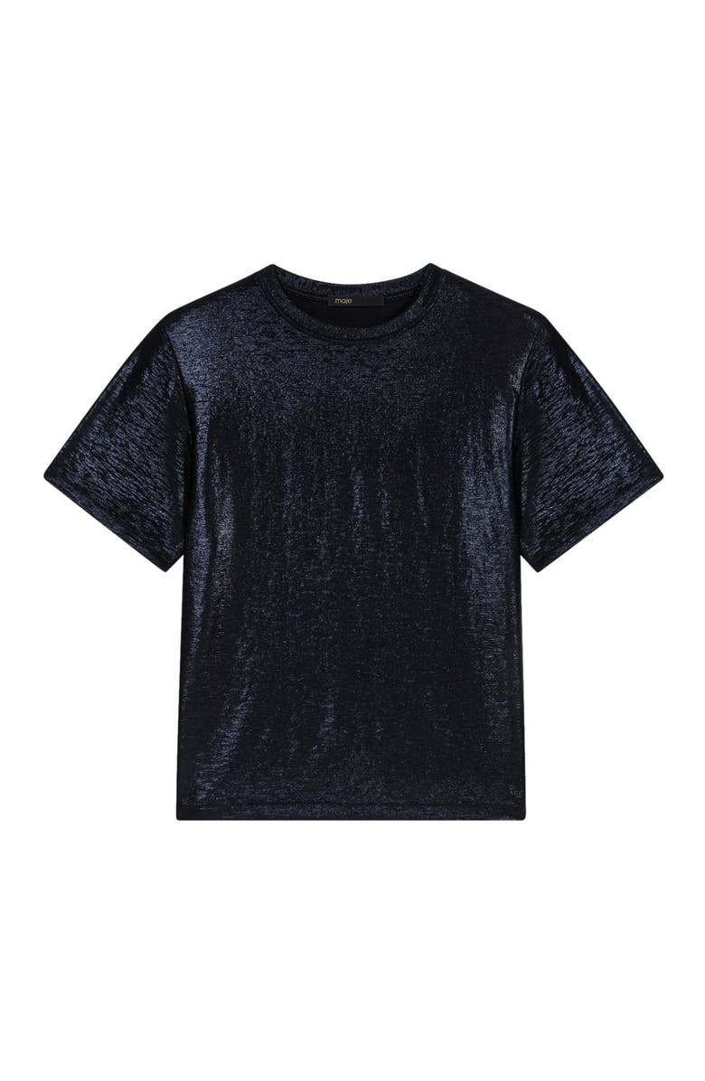 maje Lamé T-shirt, Alternate, color, Black/Glitter
