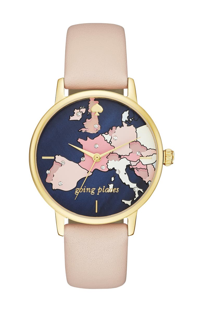 Kate Spade New York 'metro' leather strap watch, 34mm, Main, color,