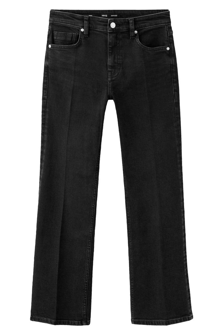 Sienna Raw Hem Crop Flare Jeans, Alternate, color, BLACK DENIM