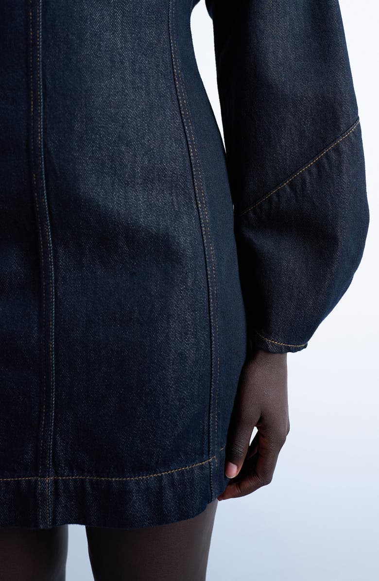 Topshop Long Sleeve Denim Minidress, Alternate, color, Medium Blue