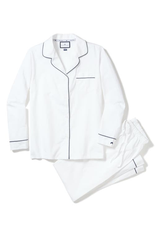 Petite Plume Contrast Piping Pajamas in White 