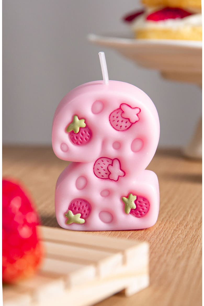 Strawberry Number 3 Candle, Alternate, color, Number 2