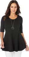 Jessica London Stretch Cotton Peplum Tunic
