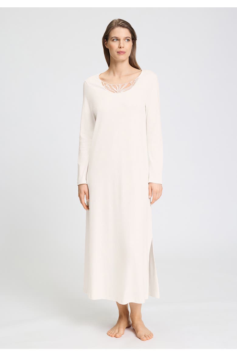 Rosaria Embroidered Cotton Nightgown, Alternate, color, Off White