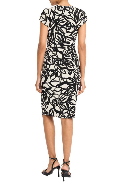Maggy London Matte Jersey Faux Wrap Dress In Cream/black