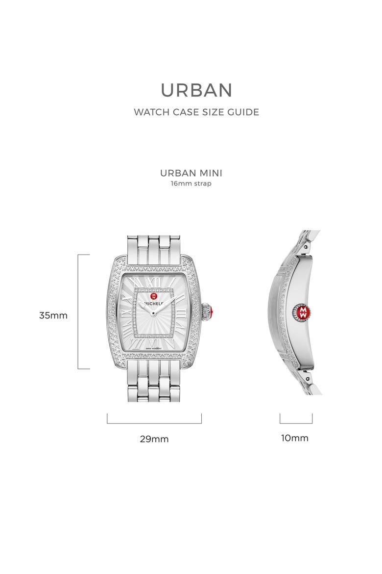 'Urban Mini Diamond' Diamond Dial Watch Case, 29mm x 30mm, Alternate, color, SILVER