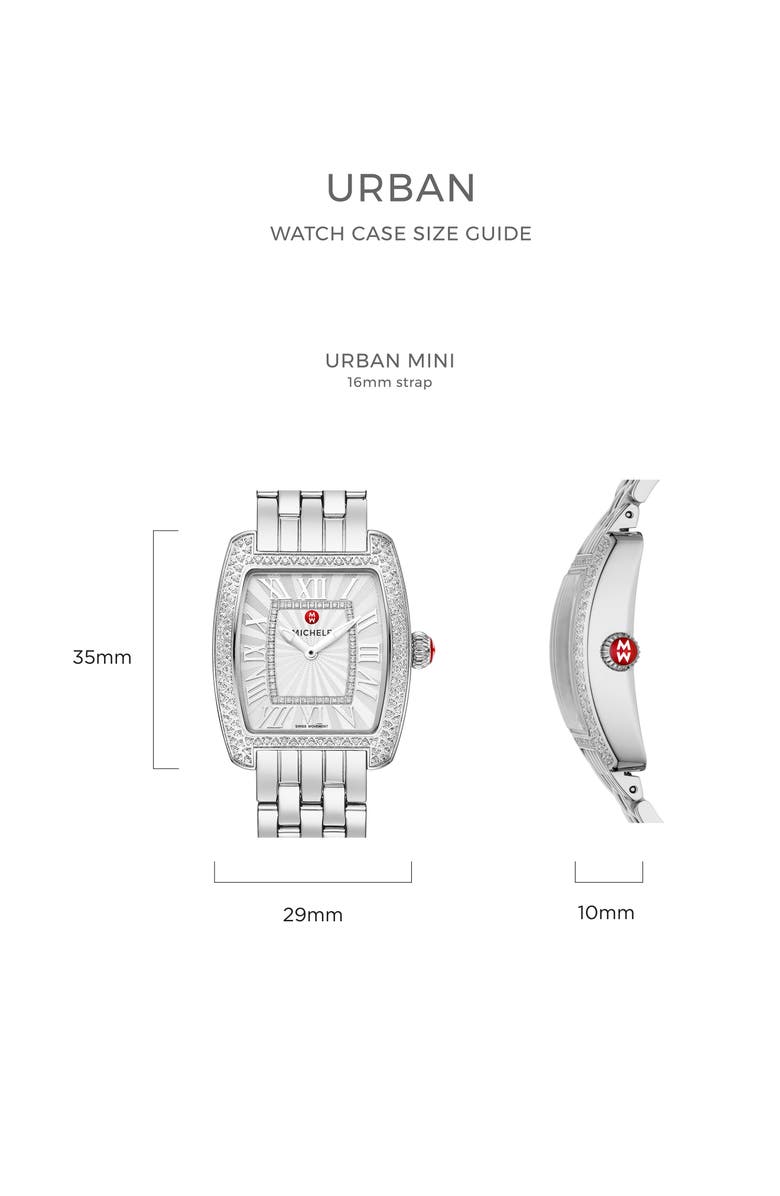 MICHELE 'Urban Mini Diamond' Diamond Dial Watch Case, 29mm x 30mm, Alternate, color, 