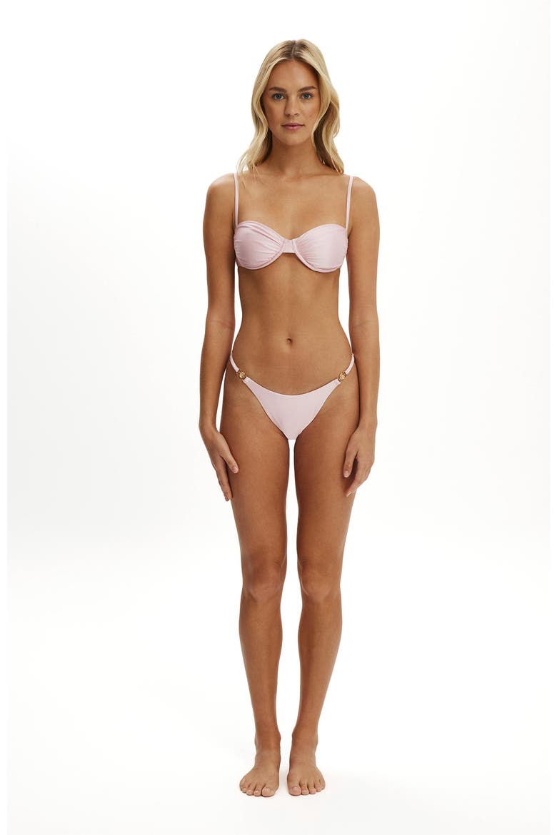 Women's Gathered Thin Strap Balconette Bikini Top, Alternate, color, Cherry Dream Gloss