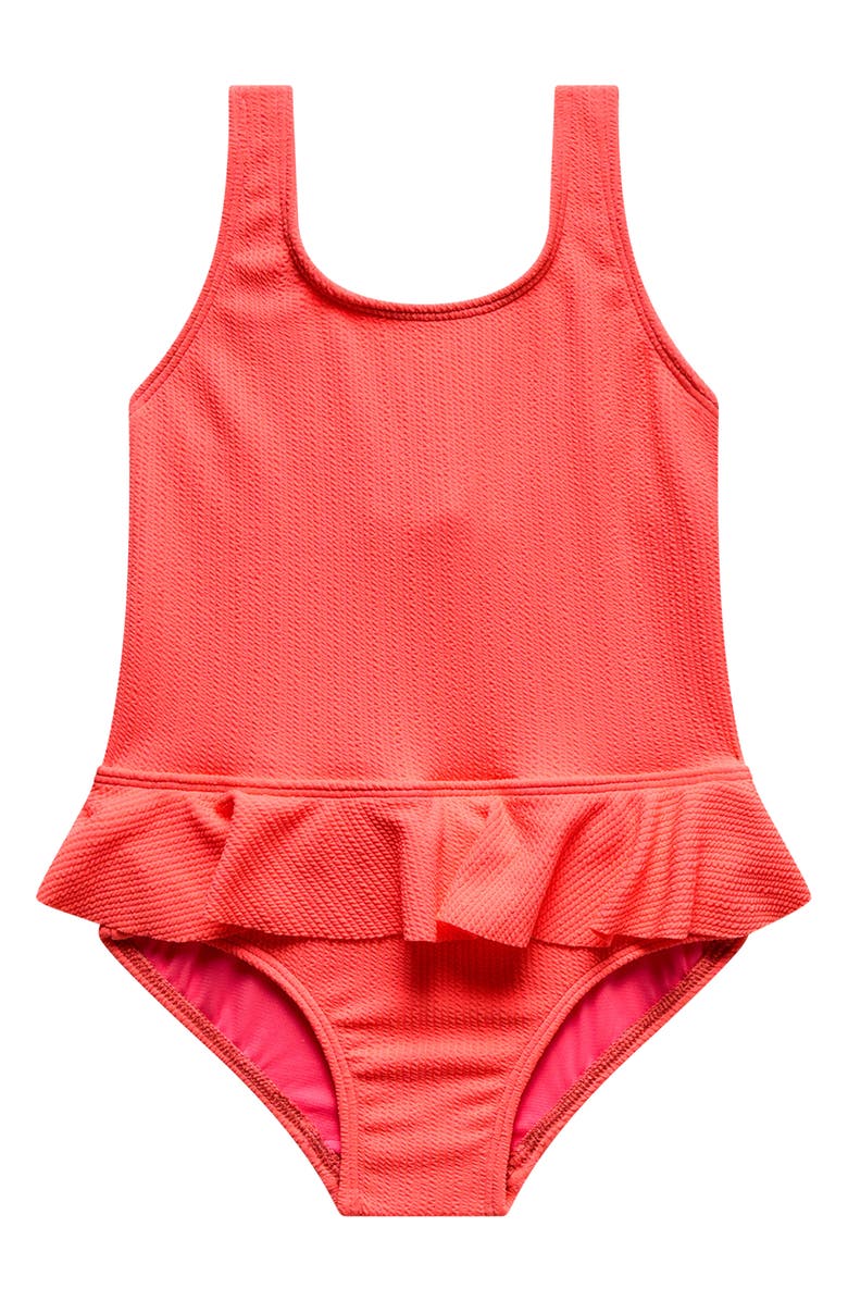 Beach Lingo Kids' Ruffle Textured One-Piece Swimsuit, Main, color, Slushy