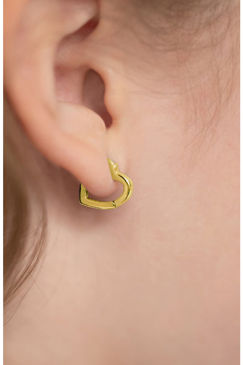 Heart Shaped Hoop Plated Earrings, Alternate, color, Gold