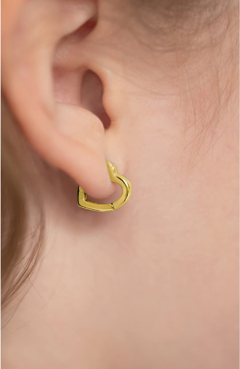 In Season Jewelry Heart Shaped Hoop Plated Earrings, Alternate, color, Gold