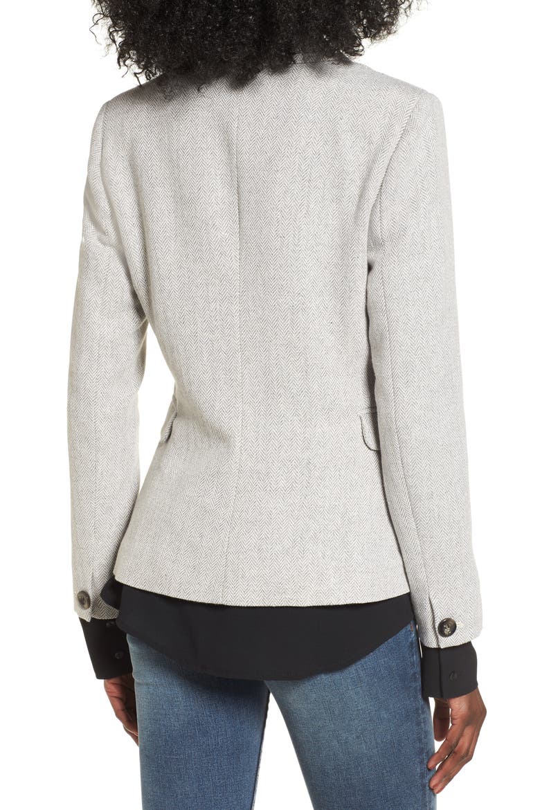 Herringbone Blazer, Alternate, color, GREY