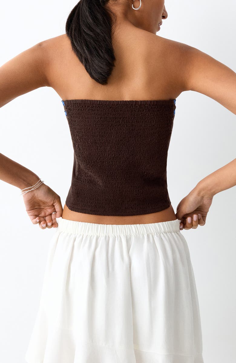 MANGO TEEN Contrast Trim Bandeau Top, Alternate, color, Brown