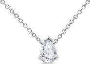 Haus of Brilliance AGS Certified 14K White Gold 1/2 Cttw Diamond Pear Pendant Necklace
