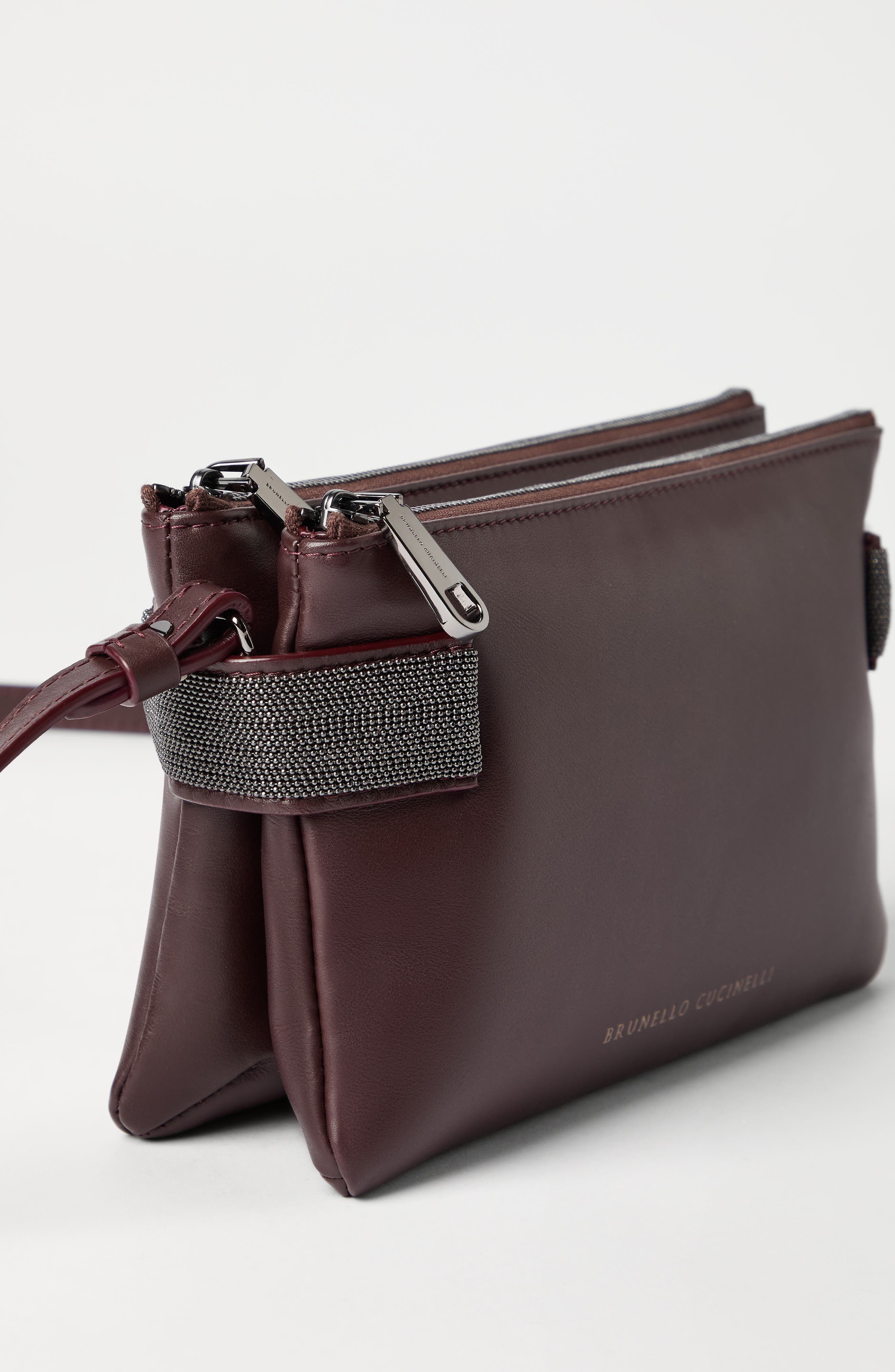 Brunello Cucinelli Essence mini shoulder bag, Alternate, color, Burgundy