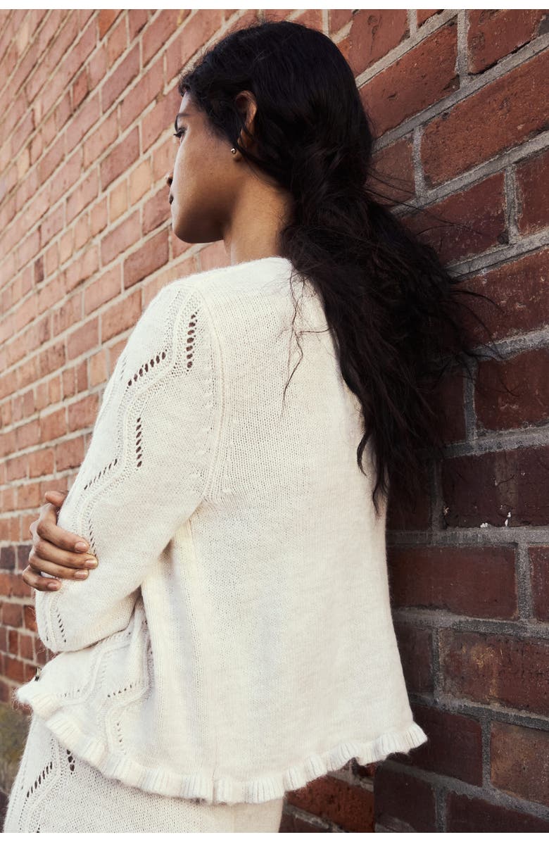 H&M Pointelle-knit Cardigan, Alternate, color, Light Beige