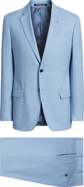 Emporio Armani Light Blue Mélange Wool & Silk Blend Suit