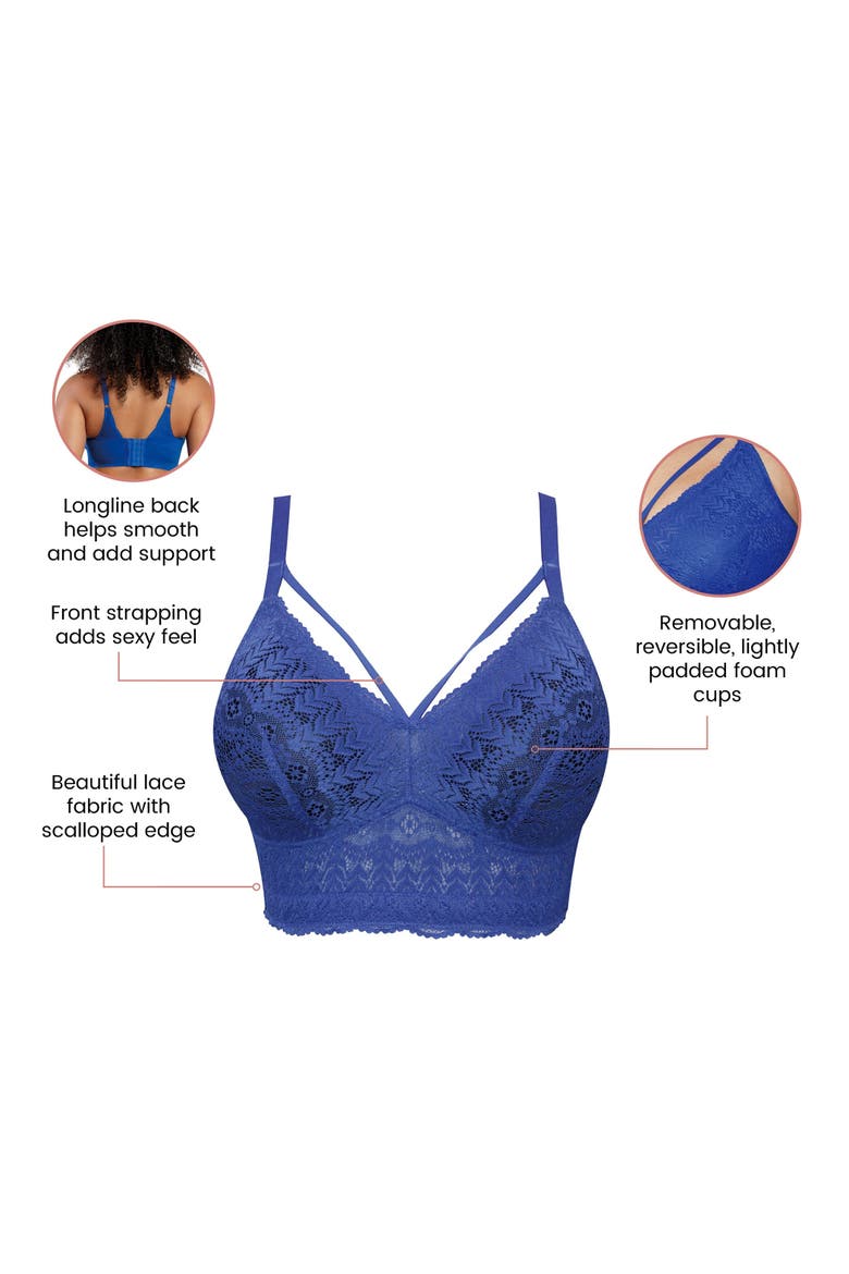 Mia Wire-Free Padded Lace Bralette, Alternate, color, Sapphire