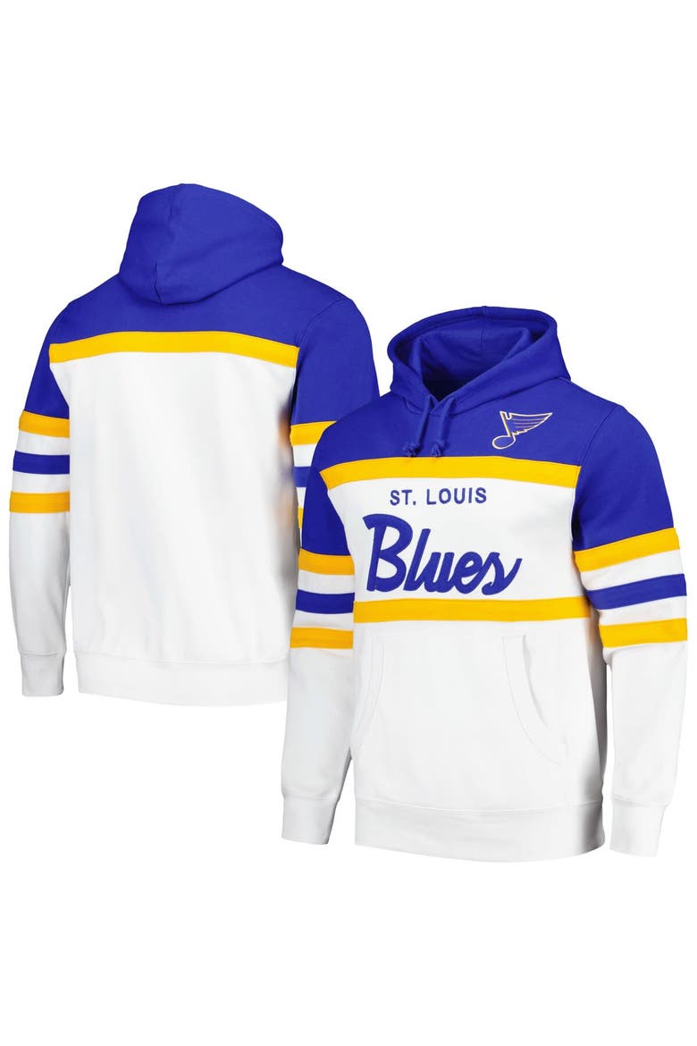 Men's Mitchell & Ness White/Blue St. Louis Blues Head Coach Pullover Hoodie, Main, color, White