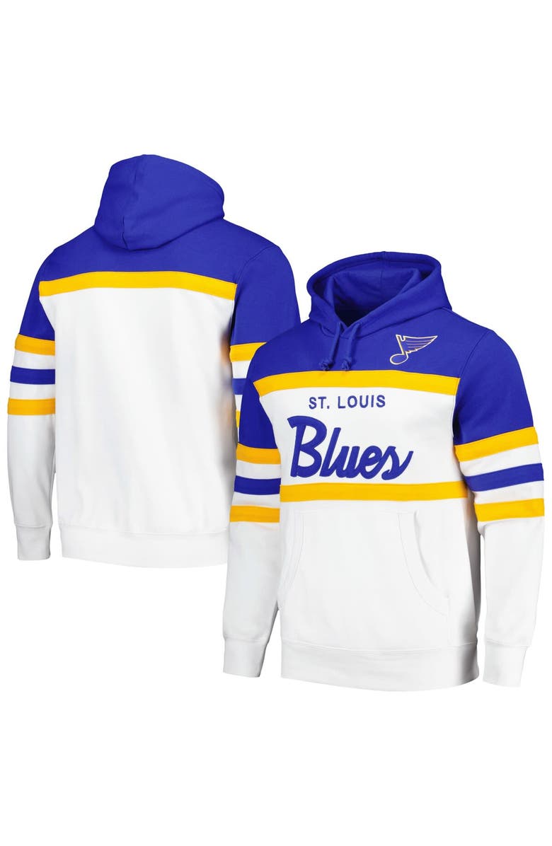 Mitchell & Ness Men's Mitchell & Ness White/Blue St. Louis Blues Head Coach Pullover Hoodie, Main, color, White