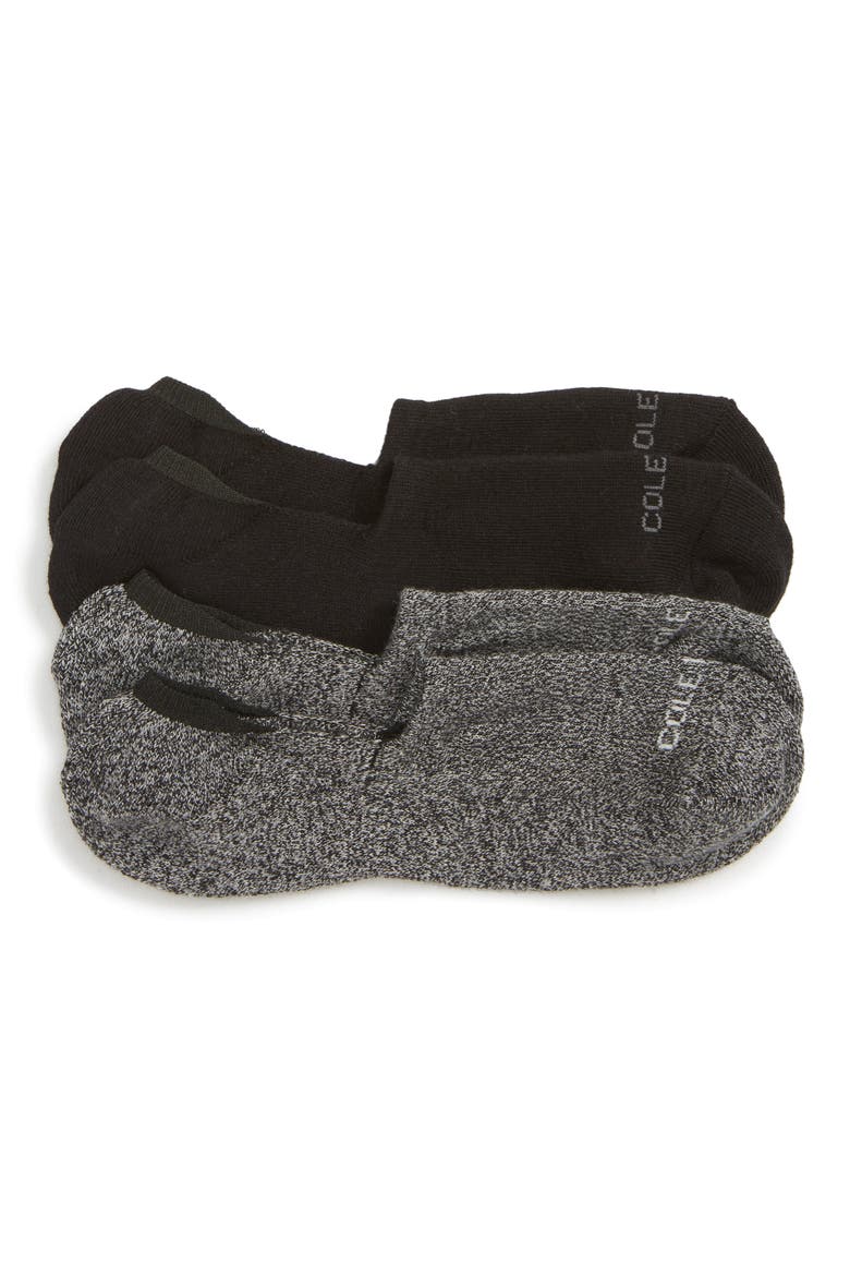 2-Pack Casual Cushion No-Show Socks, Main, color, BLK GRY HTR