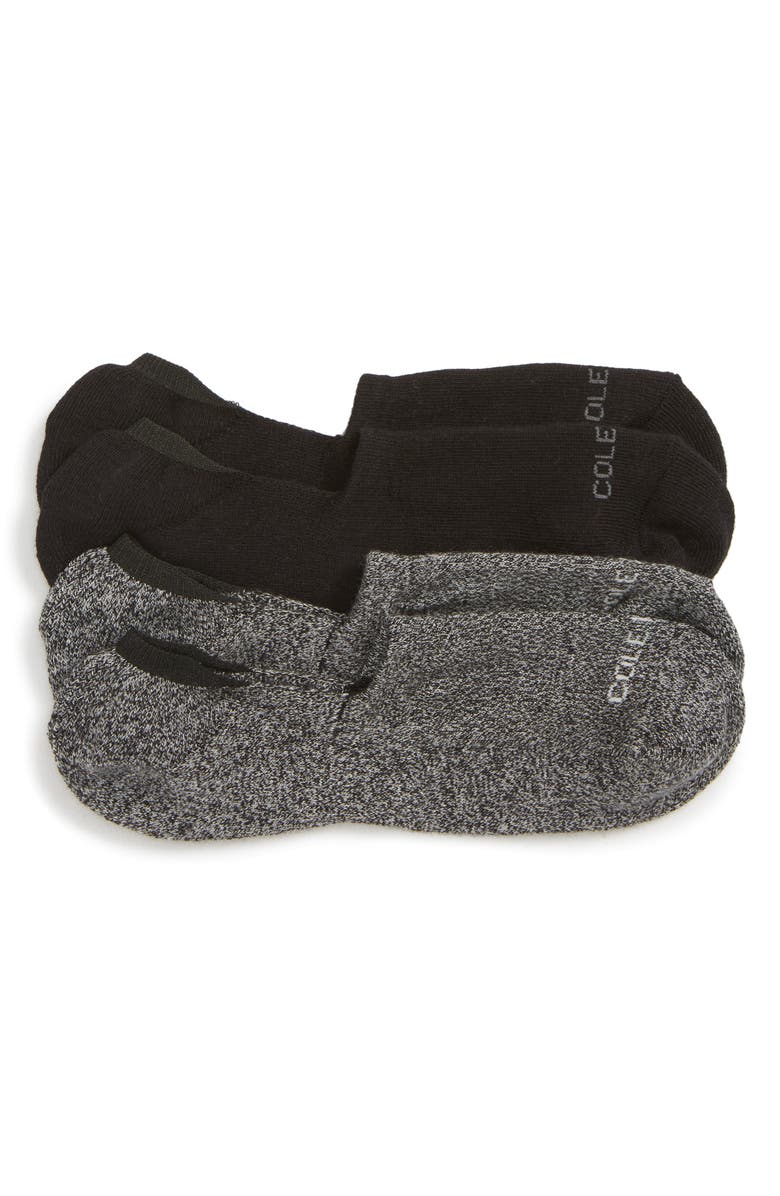 Cole Haan 2-Pack Casual Cushion No-Show Socks, Main, color, Blk Gry Htr