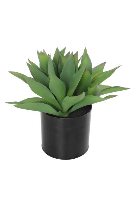 Green Faux Foliage Artificial Potted Plant