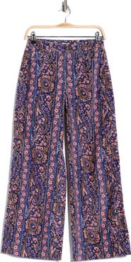 Cinq à Sept Betsy Paisley Velveteen High Waist Wide Leg Pants