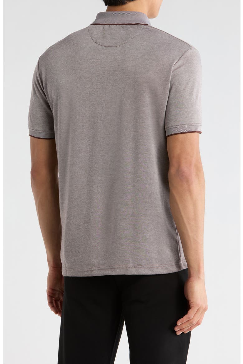 Brown With Tipping Short Sleeve Polo, Alternate, color, BROWN/GREY