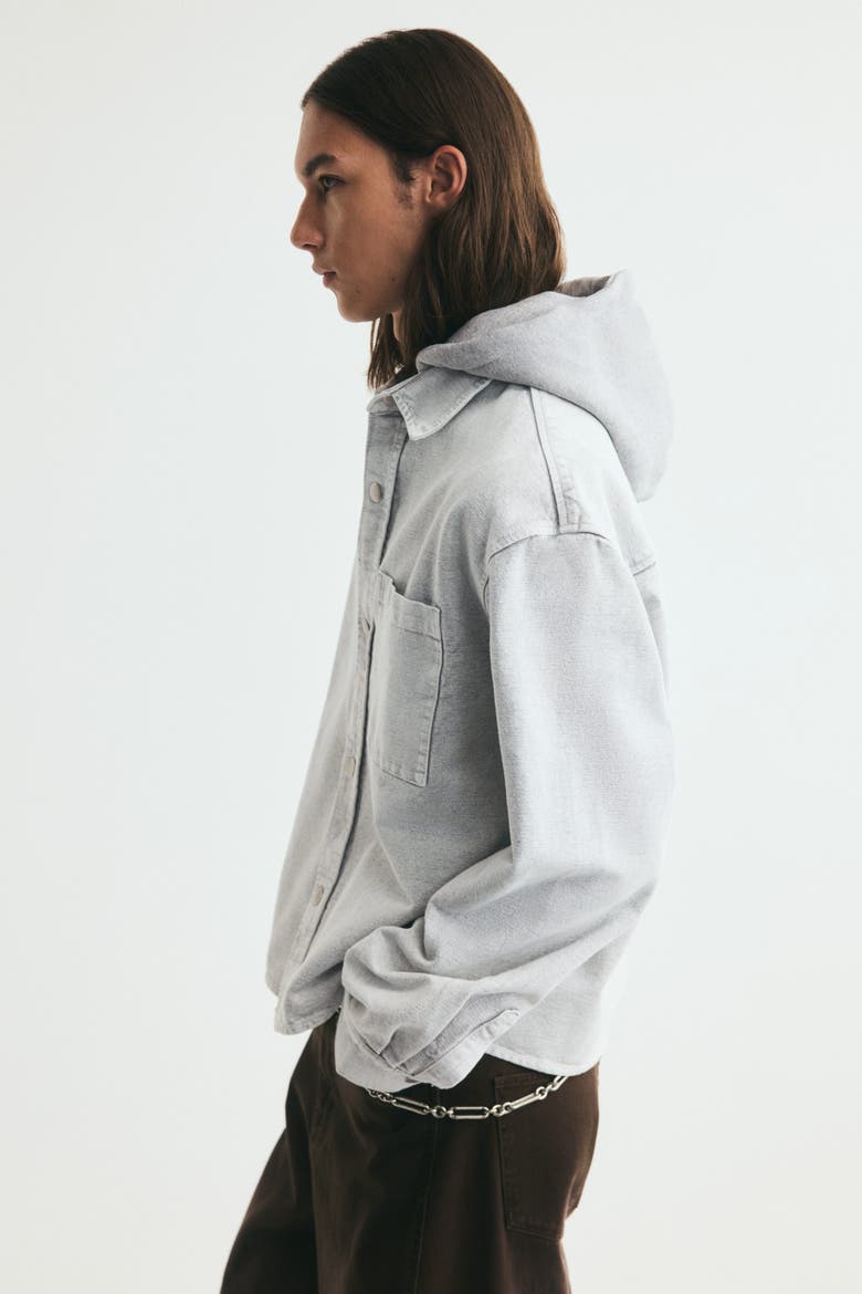 Hooded Overshirt, Alternate, color, Washed light gray