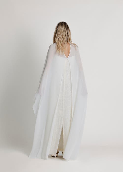 Alas High Neck Bridal Cape In White