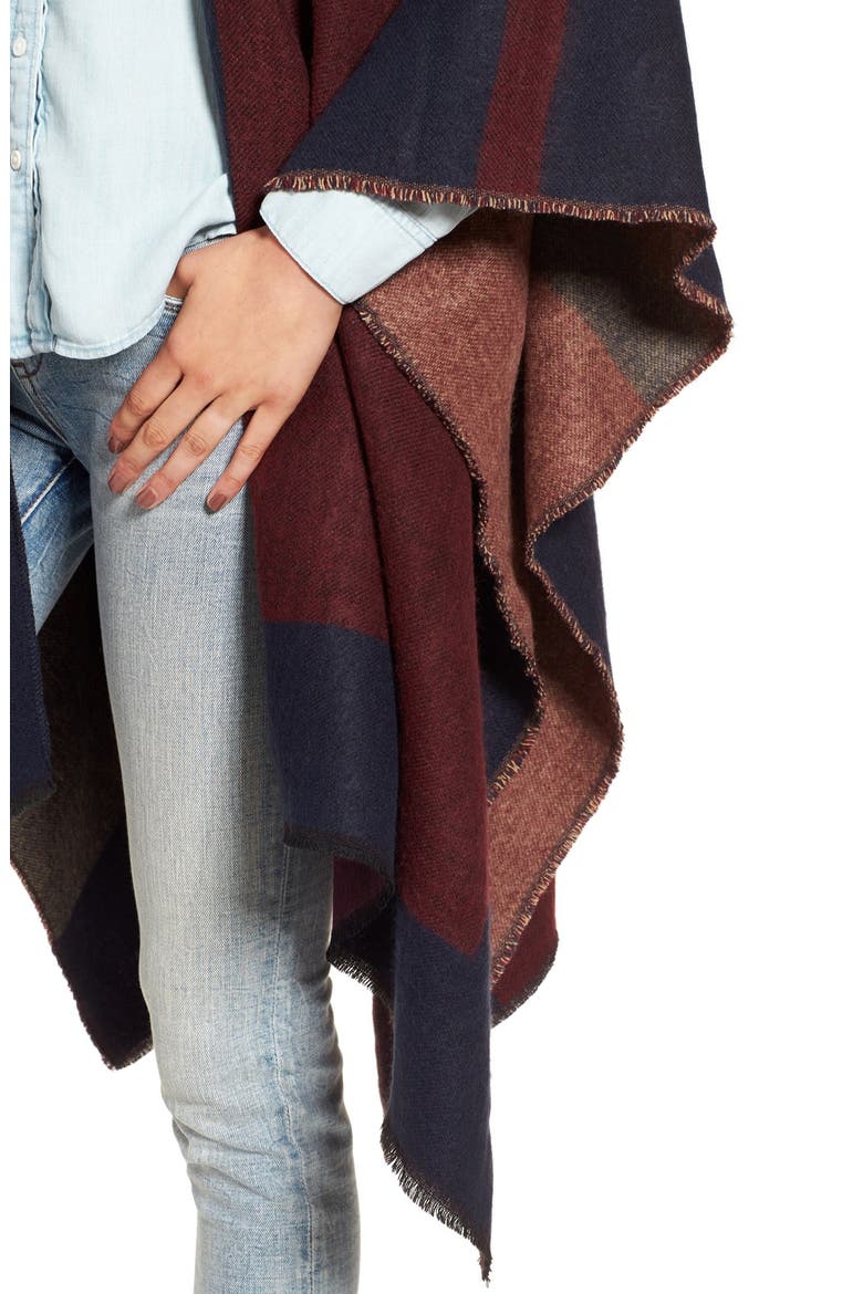 Colorblock Poncho, Alternate, color, NAVY MULTI