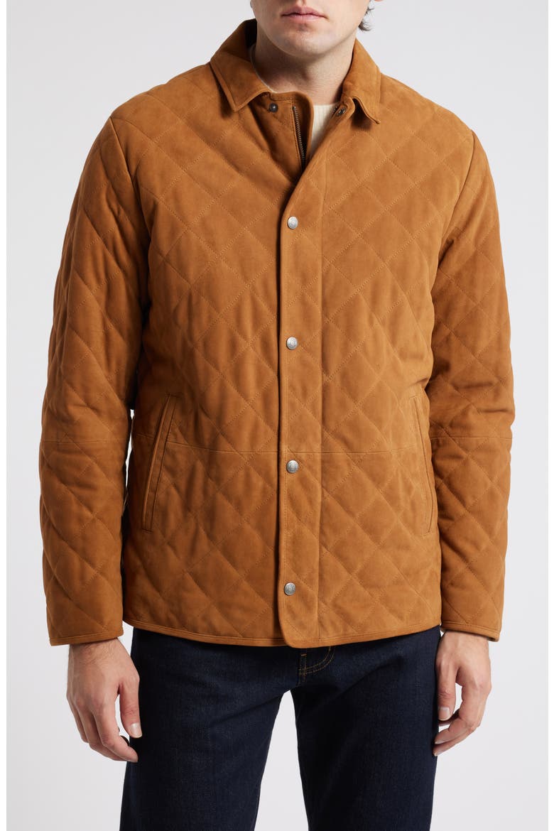 Suffolk Quilted Windproof & Water Resistant Suede Jacket, Alternate, color, WHISKEY