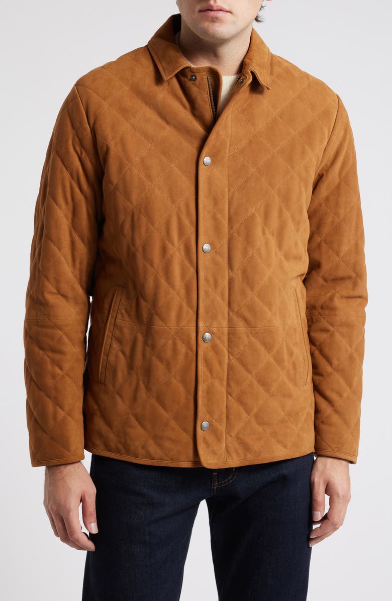 Peter Millar Suffolk Quilted Windproof & Water Resistant Suede Jacket, Alternate, color, 
