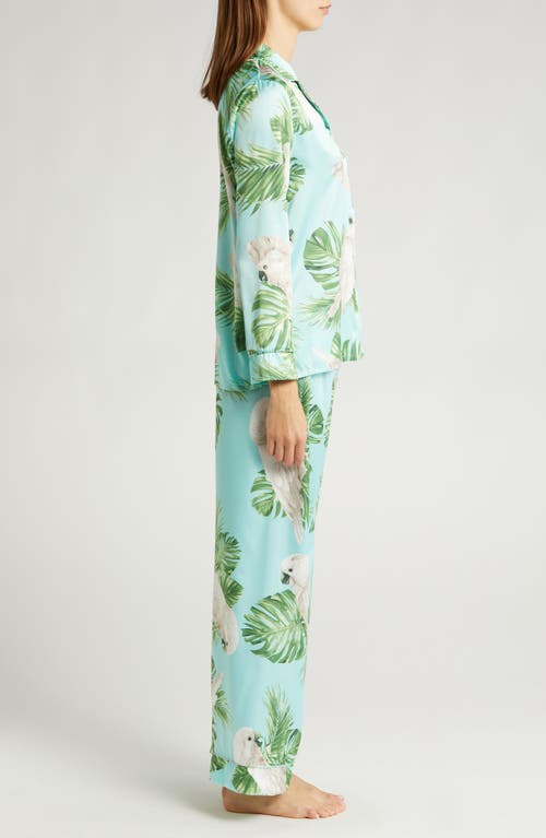 Felina Adrienne Print Satin Pajamas In Cockatoo
