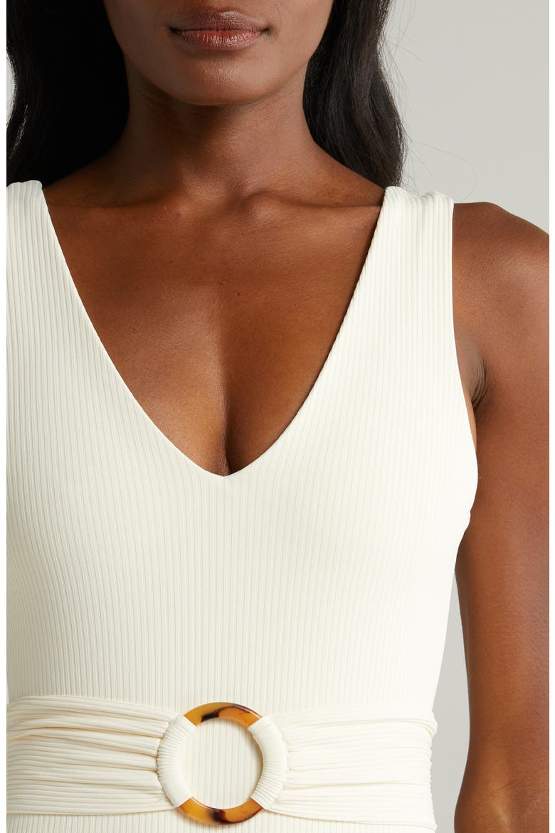 Kim Belted Rib One-Piece Swimsuit, Alternate, color, CREAM RIB