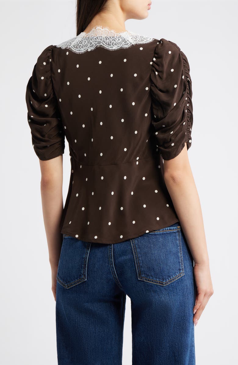 Rails Lazara Lace Trim Polka Dot Top, Alternate, color, Cocoa Polka Dots