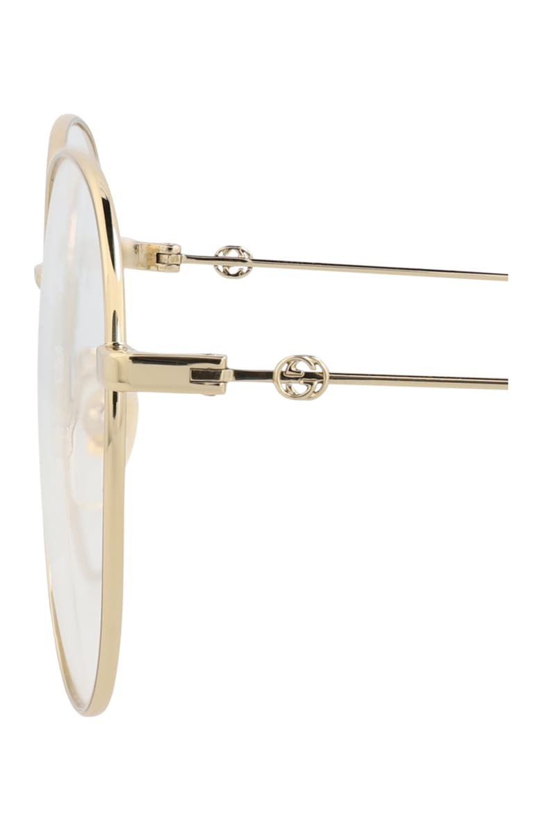 Gucci 57mm Round Optical Glasses, Alternate, color, Gold Gold Transparent