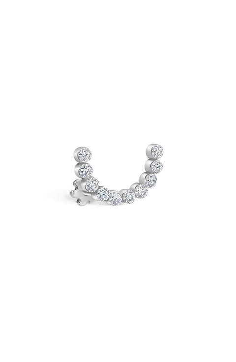 Single Invisible Set Diamond Arc Stud Earring